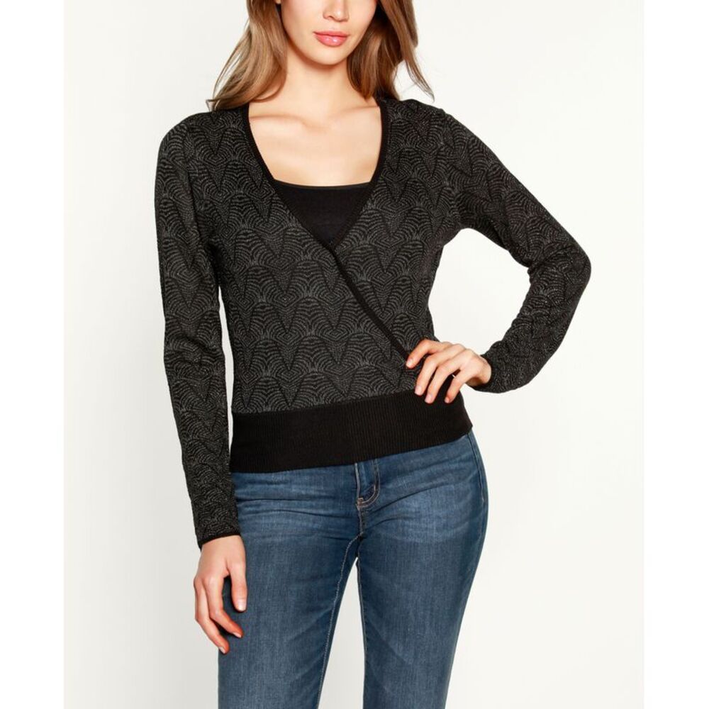 Belldini Black Label Petite Lurex Wrap Sweater